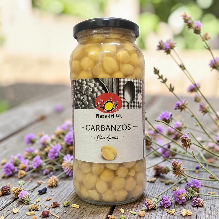 PLAZA DEL SOL + Lọ GARBANZOS 540gr + HẠT ĐẬU GÀ LUỘC NGÂM NƯỚC MUỐI TÂY BAN NHA Chickpeas