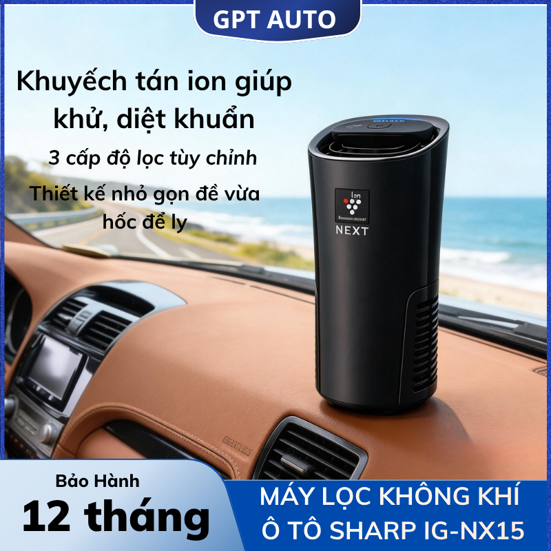 Máy Lọc Không Khí Ô Tô Sharp IG-NX15 Chính Hãng, Lọc Không Khí Khử Mùi Xe Hơi, Bảo Hành 12 Tháng