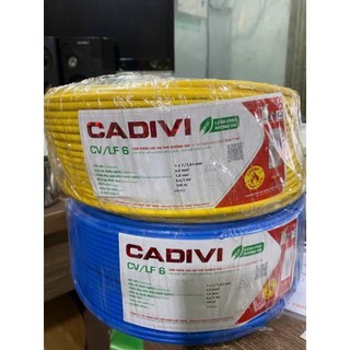 [Bán lẻ 50 mét)] Dây điện Cadivi 6.0 đơn cv6.0 (GIAO MÀU NGẪU NHIÊN)