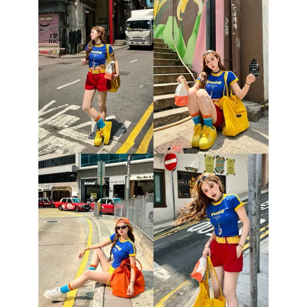 Áo Thun Babytee Cổ Tròn Slimfit Y2K Crop Top Phong Cách Mỹ Retro Mùa Hè | BigBuy360 - bigbuy360.vn