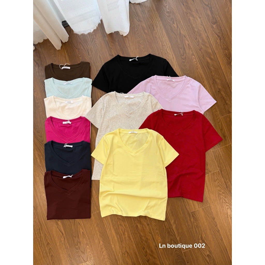 Áo phông áo thun trơn cổ tim nhiều màu babytee Quảng Châu Nafan 002