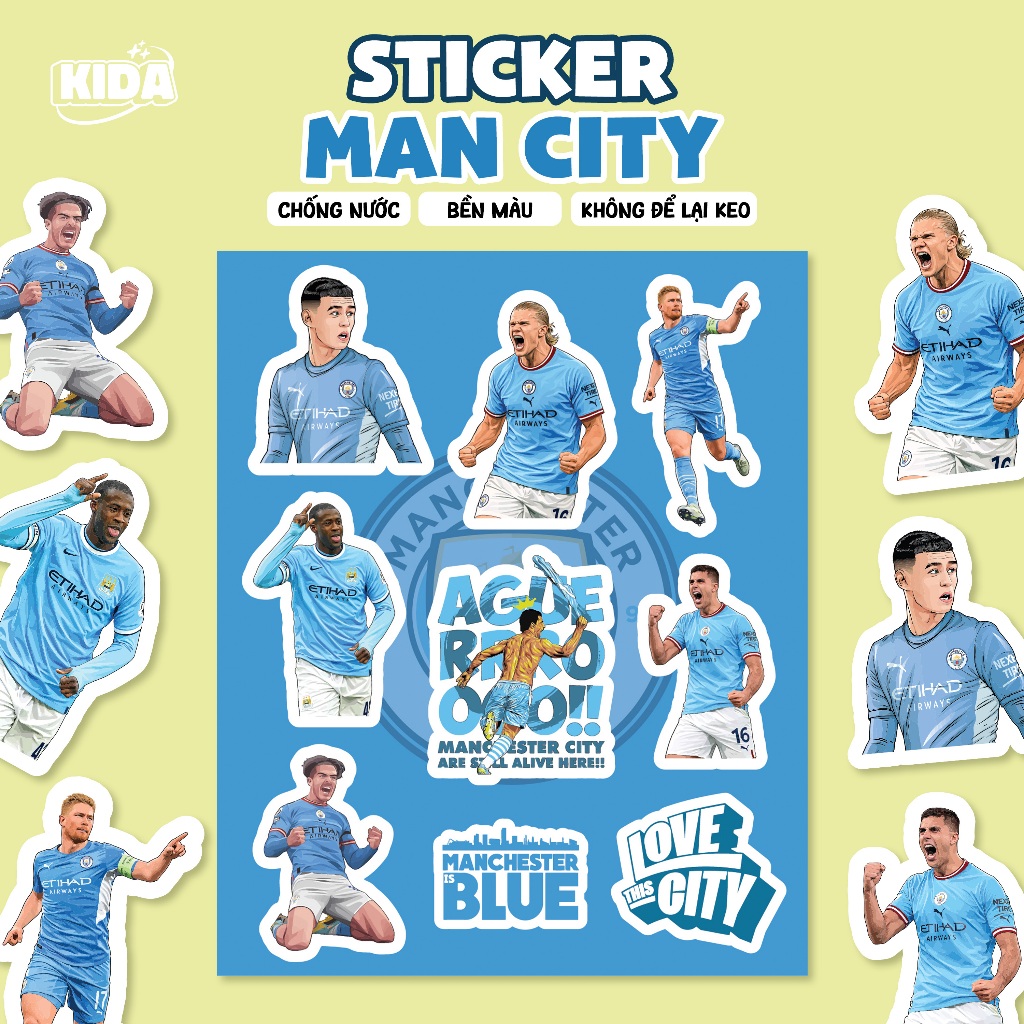 MAN CITY - Tấm Sticker hình dánMC MAN CITY  - Decal chống thấm nước. Hình dán trang trí điện thoại l