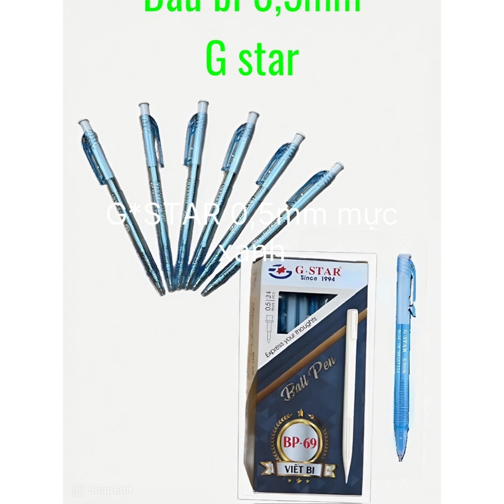 Hộp 24 Cây Bút Bi 0.5mm G-Star BP69 (Mực Xanh) Sản Xuất Tại Malaysia
