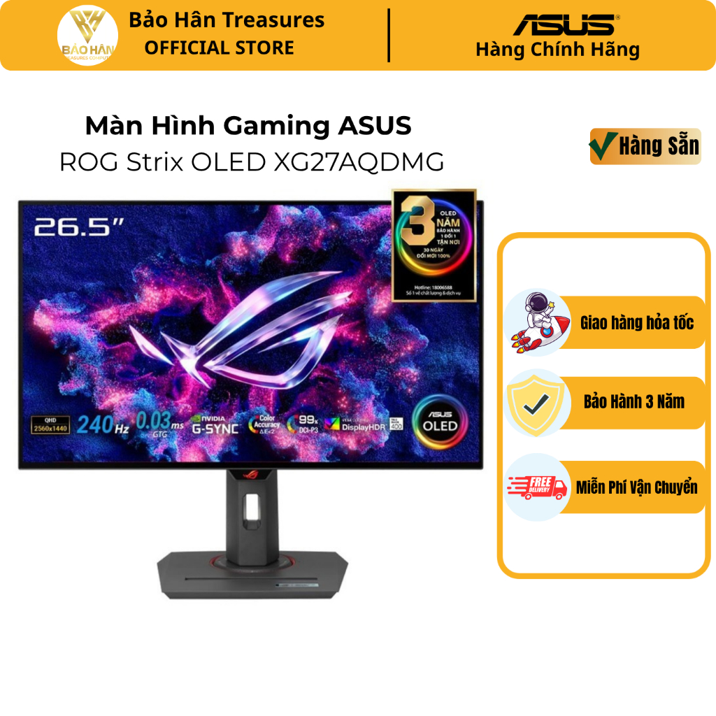 Màn Hình Gaming ASUS ROG Strix OLED XG27AQDMG 27 inch/ QHD/ WOLED/ 240Hz/ 0.03ms - Hàng Chính Hãng