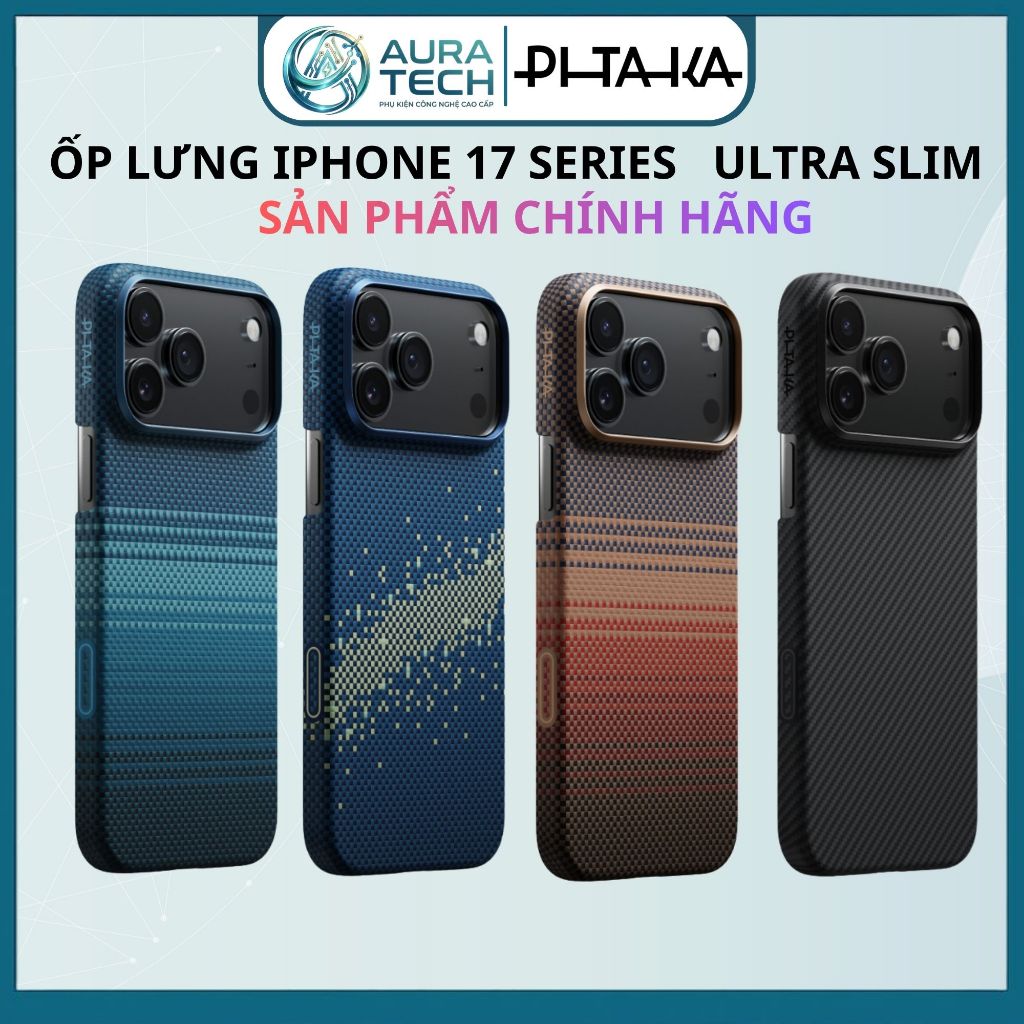 Ốp Lưng PITAKA Ultra-Slim Phiên Bản Glints of Gold - iPhone 17 Pro/Pro Max/17 Air / Lucid Blue & Hor