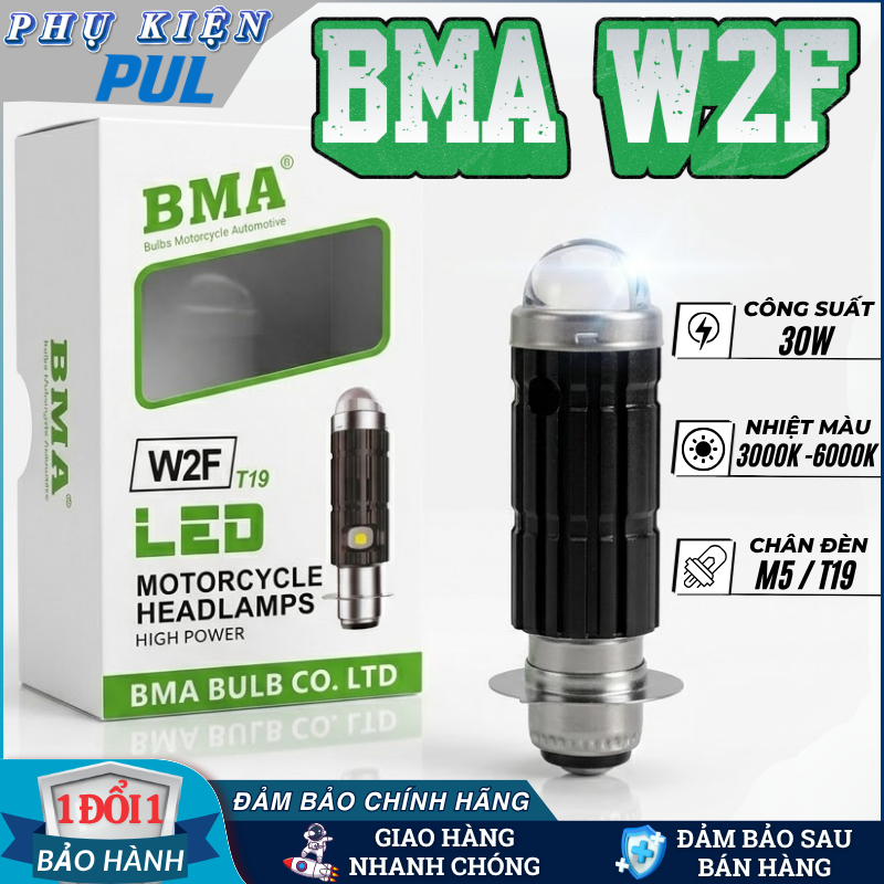 Đèn LED Bi Cầu Mini BMA W2F Chân M5/T19, Công Suất 30W Siêu Sáng Cho Wave Nhỏ, Dream, Sirius, Ex Nhỏ