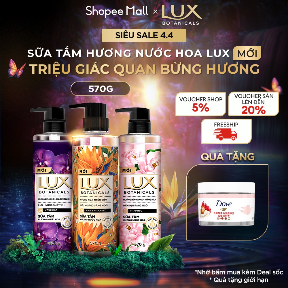 Sữa Tắm Lux Botanical Hương Nước Hoa Cao Cấp Sáng Mịn Rạng Ngời 570G (562ML)