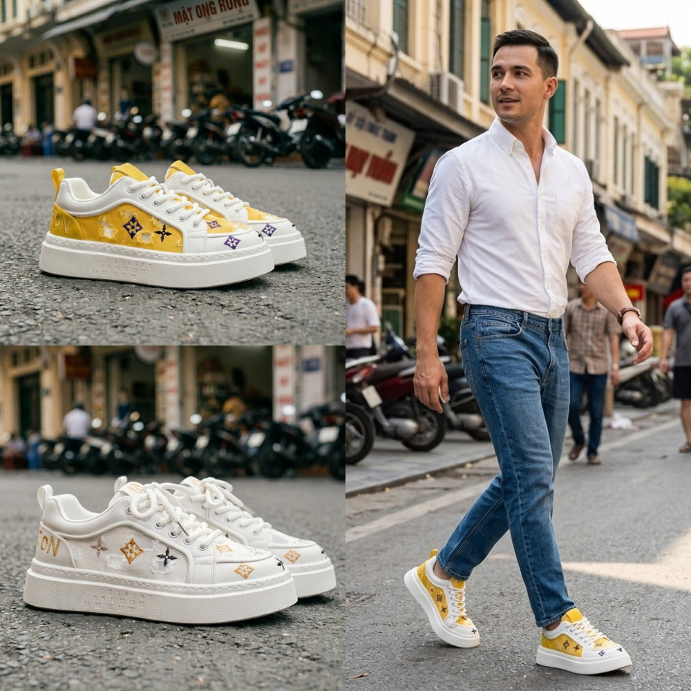Sneaker Thể Thao Nam Nữ MIKOFA , Độn Đế 4cm, Vải Canvas Mềm Mại Thoáng Khí - FM29