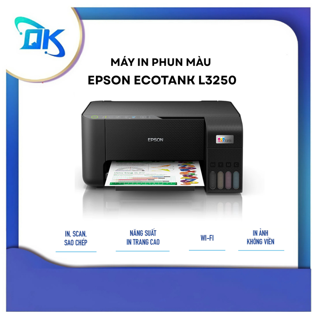 Máy In Phun Màu Đa Năng Epson EcoTank L3250 (Đã Bao Gồm Bộ Mực Chính Hãng Đi Kèm) - Hàng Chính Hãng