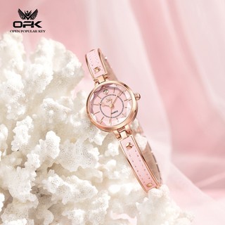 OPK Đồng hồ nữ mặt nhỏ tinh tế Máy quartz Chống nước Dây đeo bằng thép không gỉ Bộ quà tặng 6089