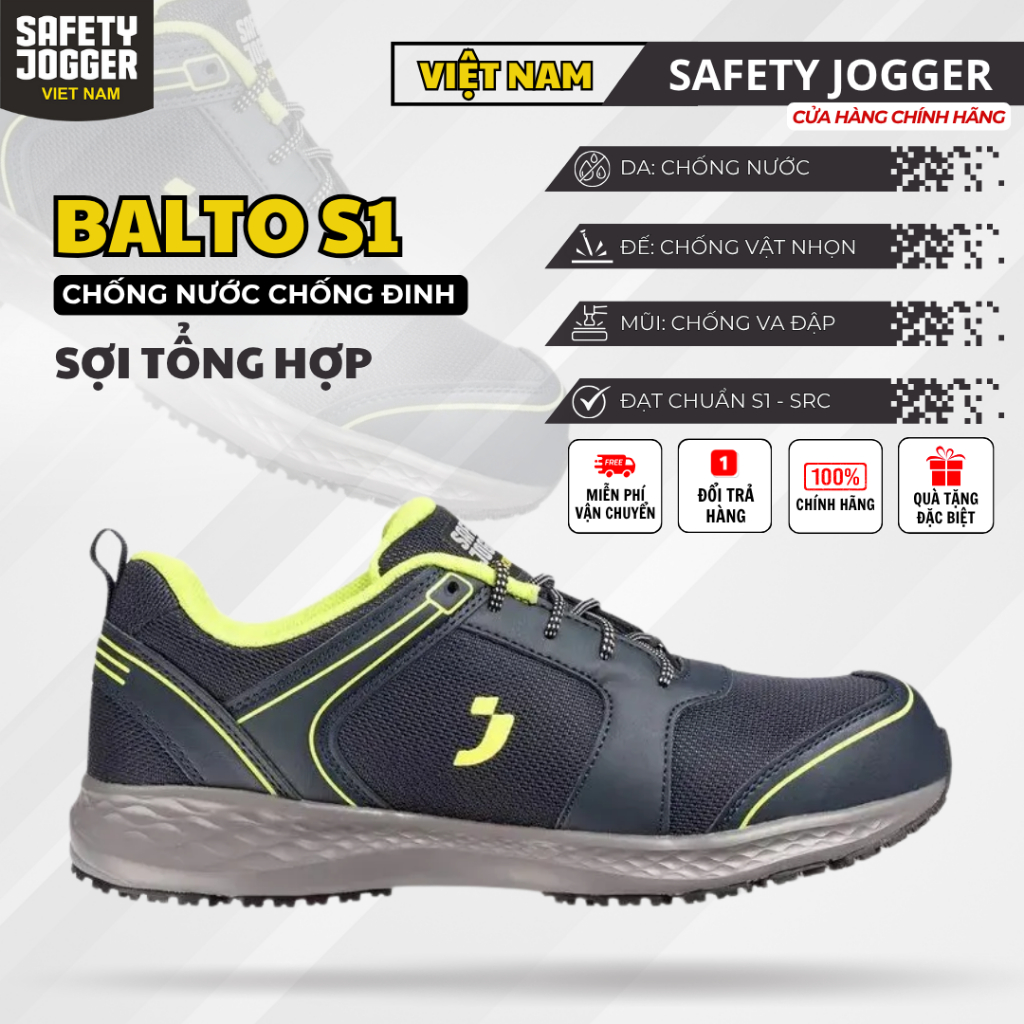 [SAFETY JOGGER] Giày Bảo Hộ Safety Jogger Balto Siêu Nhẹ Êm Chân Chống Dập Ngón Trơn Trượt Dầu Mỡ