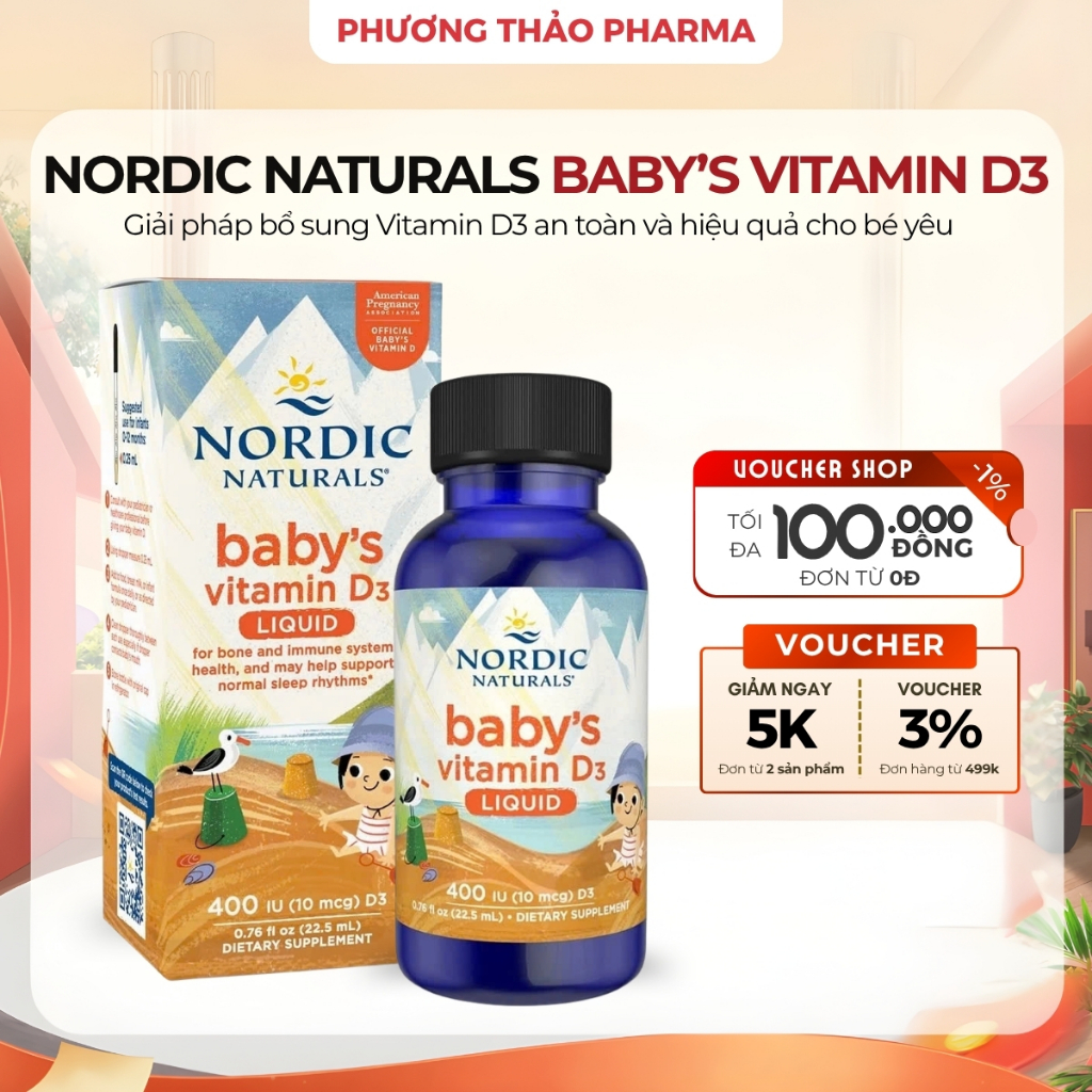 NORDIC NATURALS BABY’S VITAMIN D3 siro uống bổ sung Vitamin D3 an toàn và hiệu quả cho bé yêu