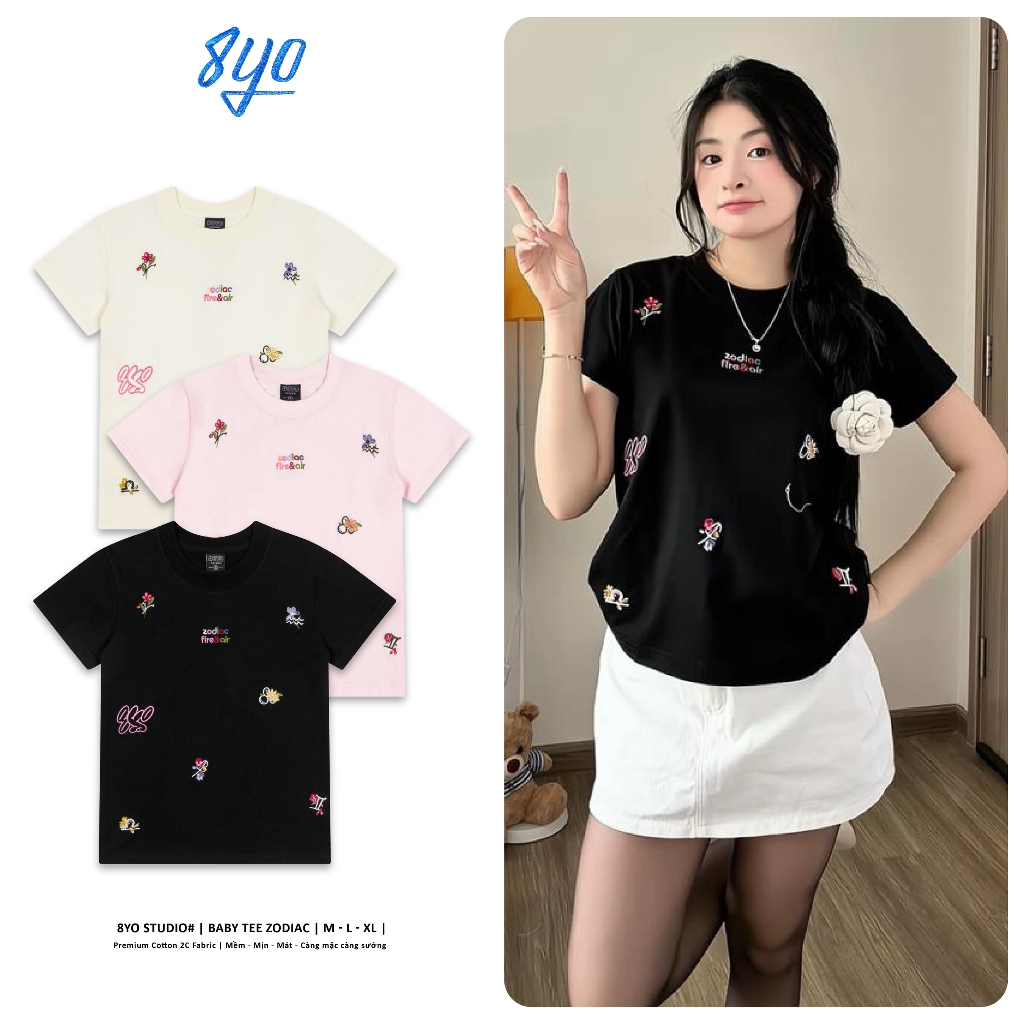 Áo Baby Tee Thêu 8YO ZODIAC Cotton Mềm Mịn Mát - Áo Baby Tee Local Brand Chính Hãng | BigBuy360 - bigbuy360.vn