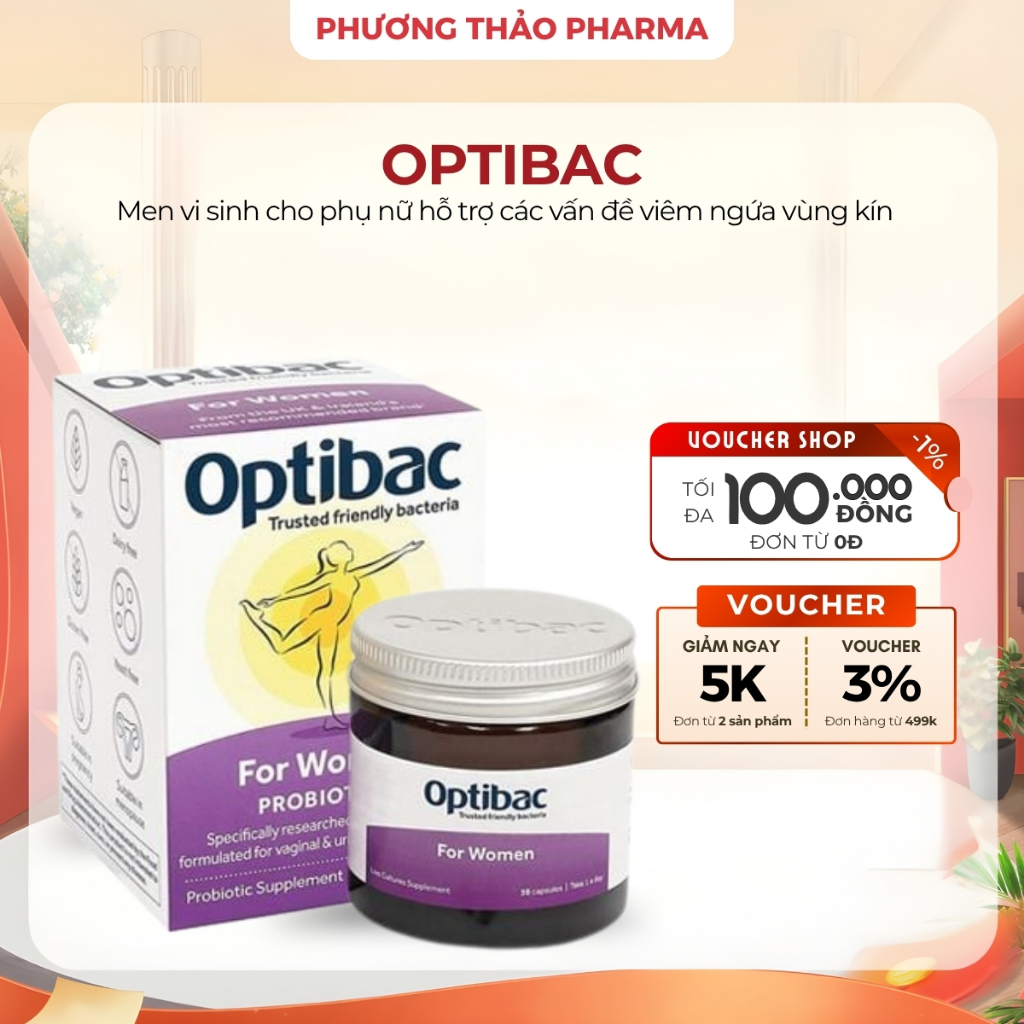 Optibac men vi sinh cho phụ nữ. Men vi sinh bổ sung lợi khuẩn  - Hộp 30 viên