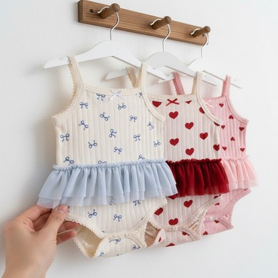 Set Bodysuit 2 Dây Thun Tăm Phối Bèo Lưới Điệu Đà Cho Bé Gái MINT'S CLOSET Quần Áo Mùa Hè - BS6695