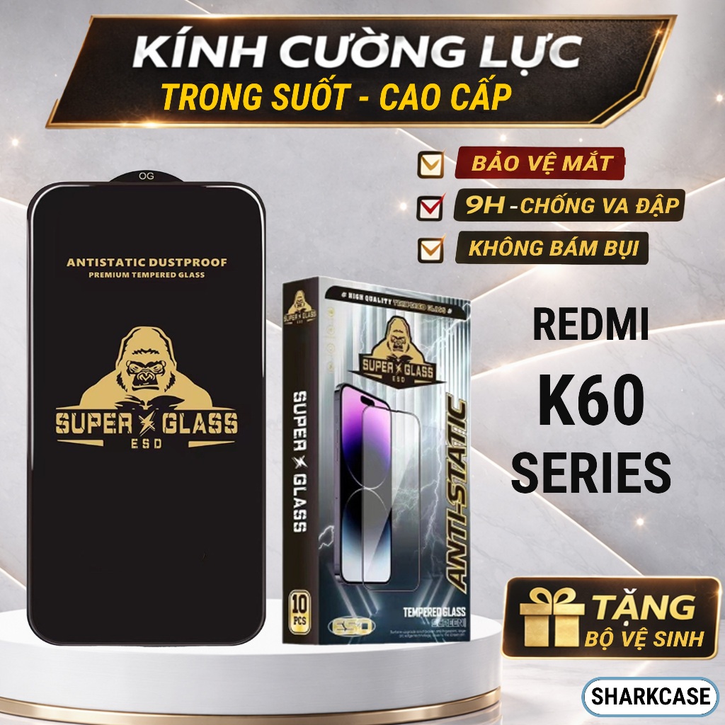 Kính cường lực Redmi K60, K60 Ultra, K60 Pro 5G trong suốt full màn kính dán bảo vệ màn hình