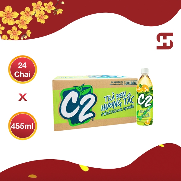 HỎA TỐC - Thùng Trà C2 Hương Tắc 455ml (24 Chai x 455ml)