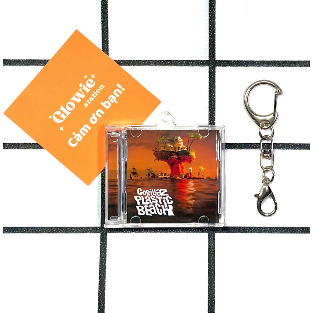 Móc khóa Mini CD Album Plastic Beach - Gorillaz có NFC quét link nhạc