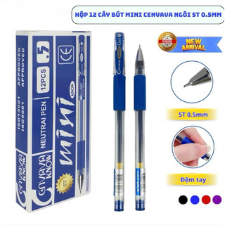 (Hộp 12 cây) Bút nước nắp Mini Gel Cenvava ngòi 0.5mm Mực Xanh/ Mực Đỏ/ Mực Đen