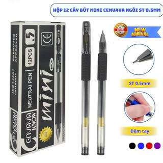 (Hộp 12 cây) Bút nước nắp Mini Gel Cenvava ngòi 0.5mm Mực Xanh/ Mực Đỏ/ Mực Đen