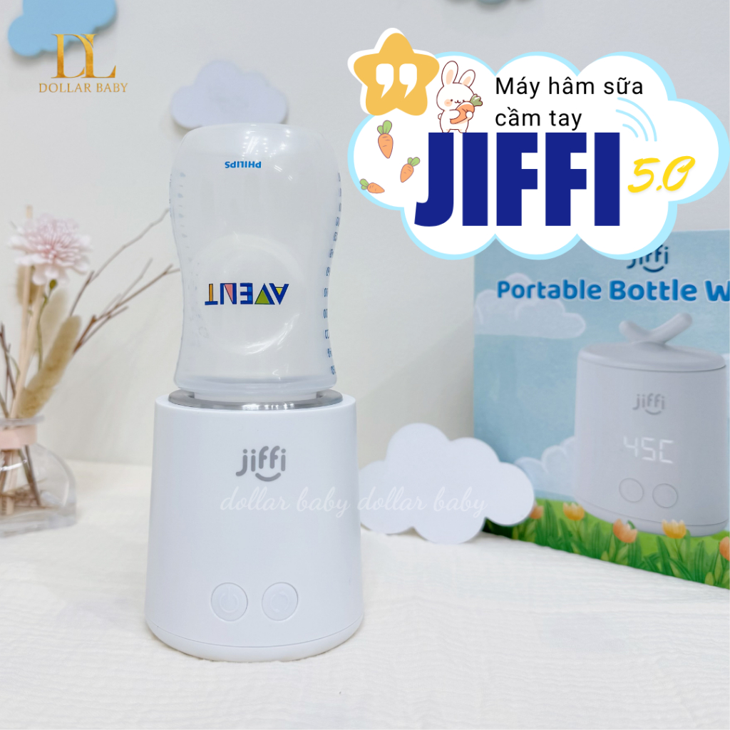 Máy Hâm Sữa Cầm Tay Thông Minh Jiffi 5.0 - Pin Sạc 11400mAh, 4 Mức Nhiệt - Chính Hãng