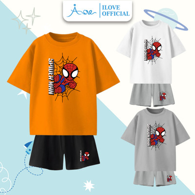 [MỚI] Bộ quần áo thun CỘC TAY cho bé trai AORE, Bộ đùi in hình Spiderman,Siêu nhân chất COTTON mềm mịn thoáng mát 9-36kg
