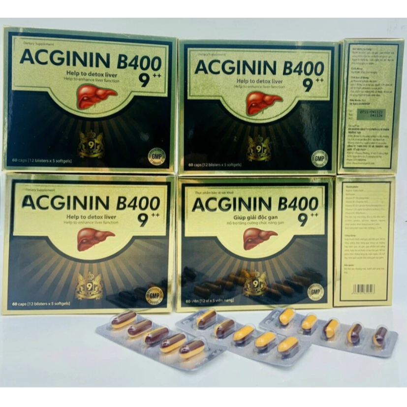 Arginin Acginin B400  hỗ trợ bổ gan, mát gan, hạ men gan Tăng cường chức năng gan