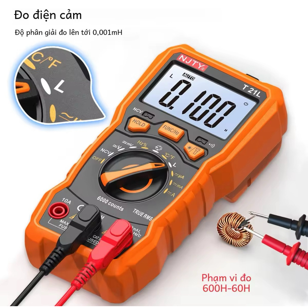 NJTY T21L Đồng hồ vạn năng có đo điện cảm cuộn cảm, đo tụ siêu nhanh bền bỉ chất lượng cao