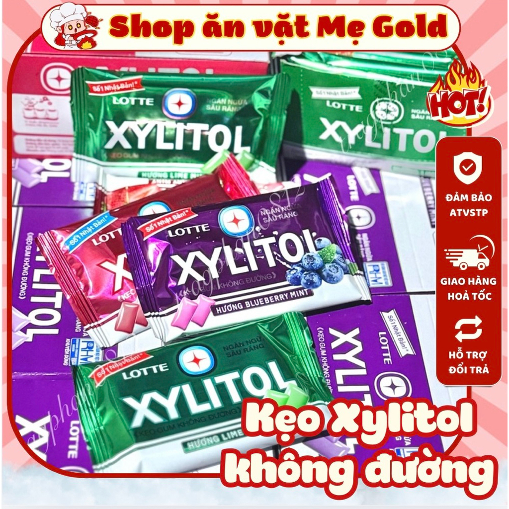 [Hộp 15 vỉ] Kẹo Xylitol không đường các vị, kẹo gum Lotte Xylitol healthy, sỉ đồ ăn vặt
