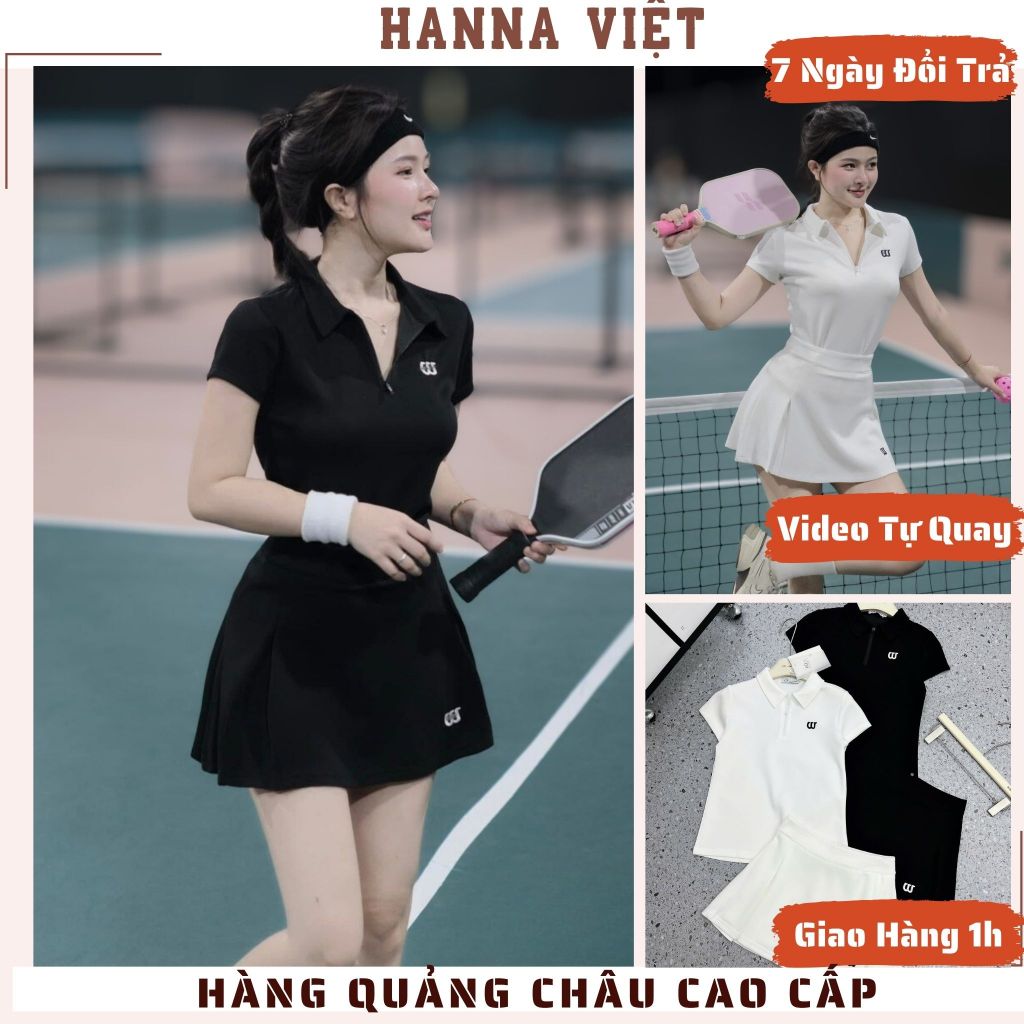 Set Đồ Thể Thao Nữ, Đồ Pick Nữ, Set Áo Polo Cộc Tay W Phối Chân Váy Ngắn Basic Chất Cá Sấu H5 Ms365