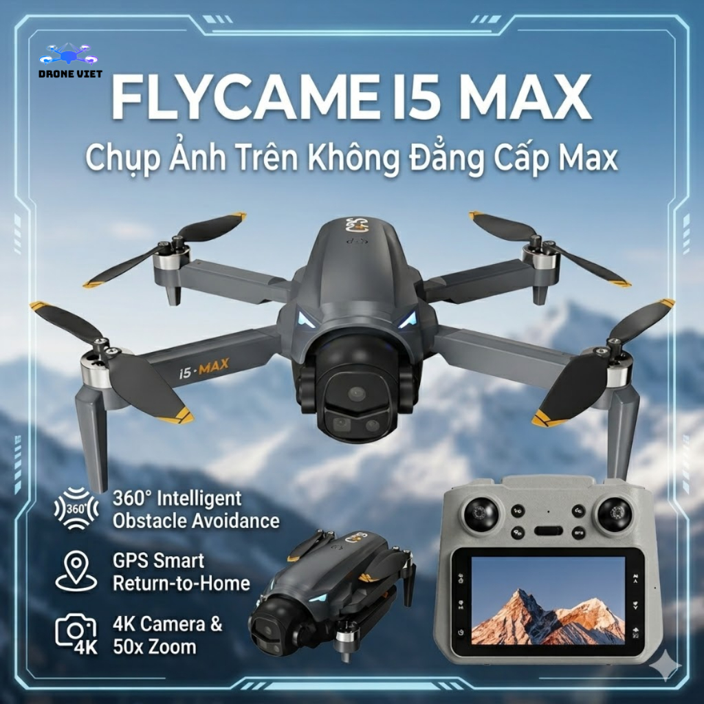FLYCAM i5 Max có cảm biến chống va chạm  , Máy bay điều khiển từ xa với camera HD 4k