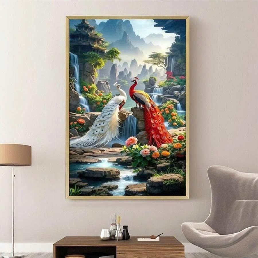 Tranh thêu chữ thập Phu Thê Viên Mãn (thêu kín) E355 - KT:(60x100)cm