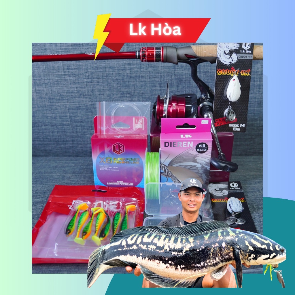 [LK HOÀ] (TẶNG MŨ LK, CHUỘT TRƠN LK) COMBO ĐẦY ĐỦ VỚI CẦN LURE LK CÁN GỖ VÀ MÁY DAIWA MG, COMBO LURE