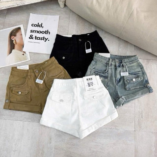 Quần short jeans nữ dáng ôm phối túi hộp chuẩn hàng QCCC, Quần short nữ cạp cao tôn dáng ôm sát 4 màu #Lynk nhi (5855)
