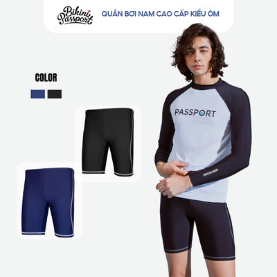Quần bơi Nam BIKINI PASSPORT kiểu dáng lửng - màu Đen - BS1006_BL