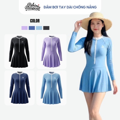 Đồ bơi một mảnh nữ tay dài chống UV đi biển - Bikini Passport - BS1007_BU