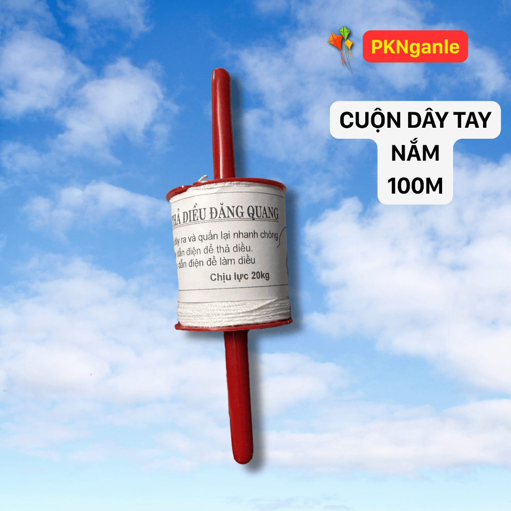 Dây dù thả diều 100m, dây và tay nắm thả diều đăng quang cuộn 100m chịu tải 20kg