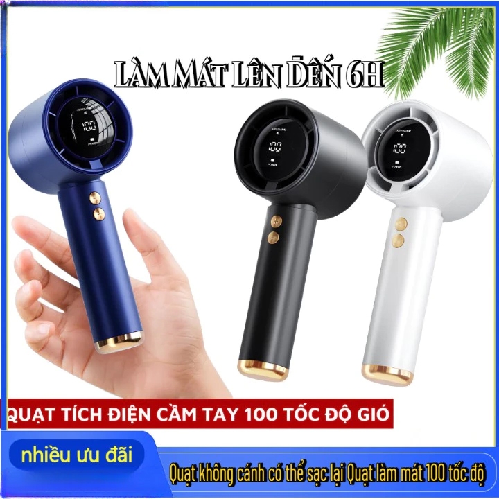 Quạt mini cầm tay M2 5000mAh di động gió mạnh 100 tốc độ turbo phản lực màn hình hiển thị pin