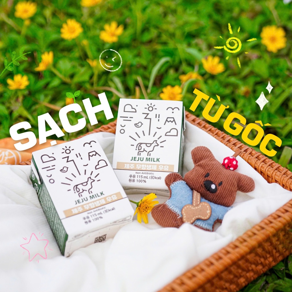 Thùng 24 hộp Sữa tươi chuẩn Không kh.Sinh Jeju Milk 115ml Hàn Quốc