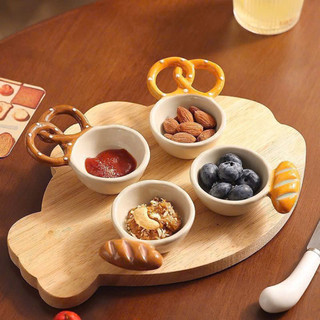 Đĩa gốm sứ vuông có ngăn chấm họa tiết cá chép Nhật, đĩa gốm sứ Dona Home Decor