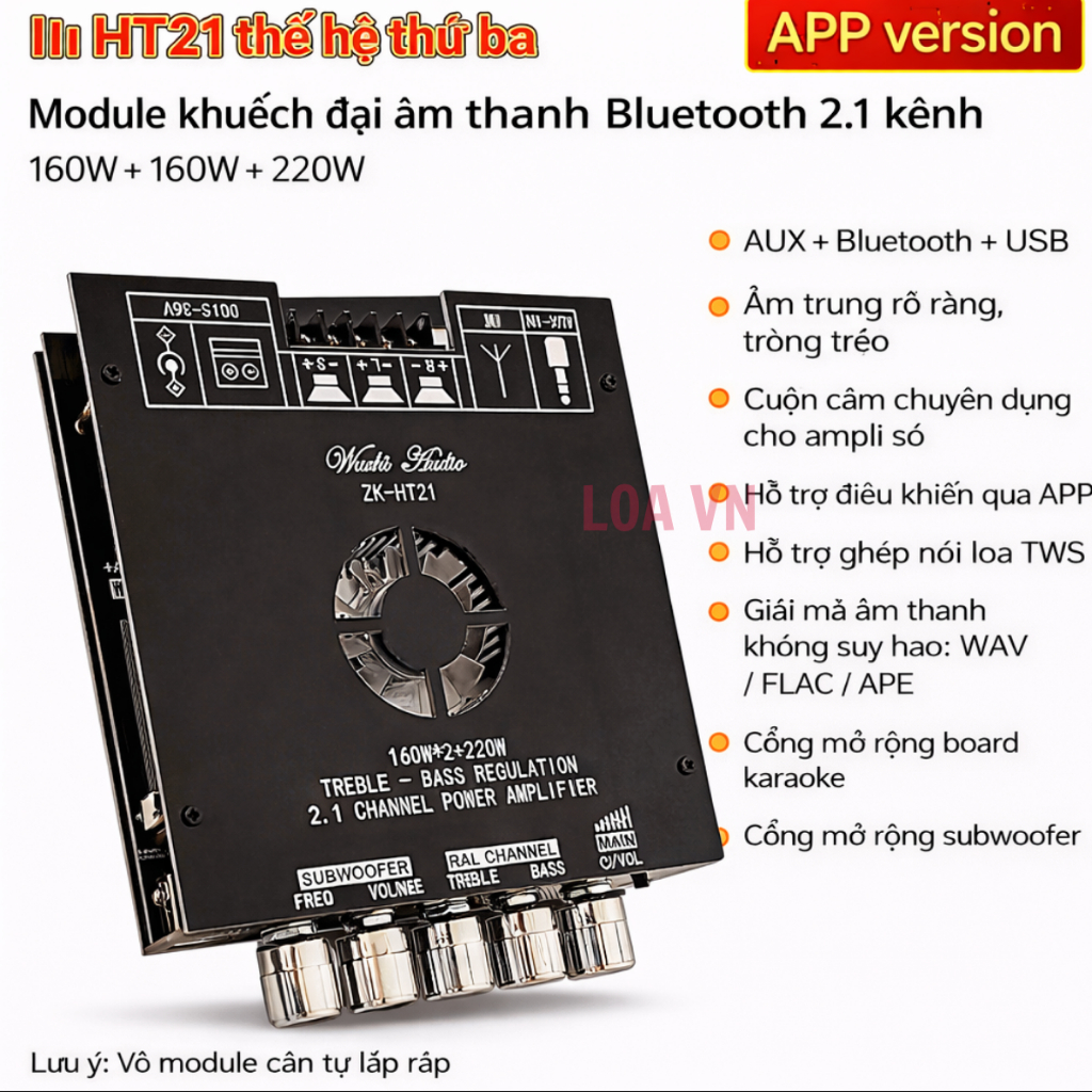 ZK HT21 3G mạch khuyếch đại công suất 2.1 dòng mới nhất, chip TDA7498E công suất 540w