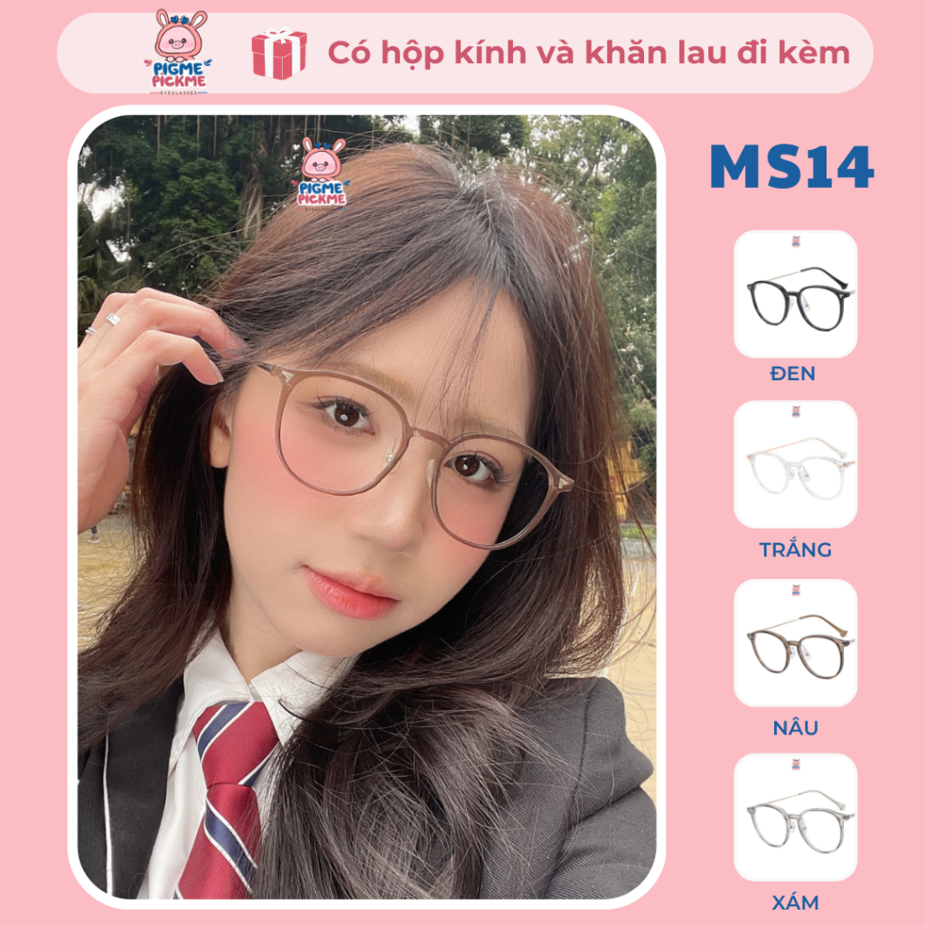 Gọng kính cận nữ mắt tròn chất liệu nhựa xinh xắn, dễ đeo MS14