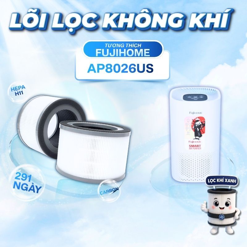 Lõi lọc thay thế cho máy Fujihome AP8026US - Lõi Lọc HEPA Khử Mùi Cao Cấp