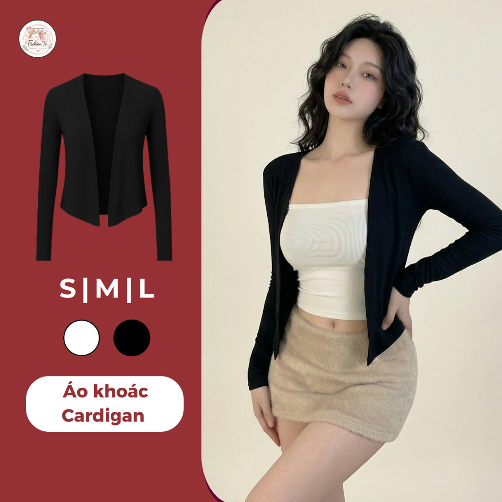 Áo khoác cardigan nữ FASHION TC áo khoác len mỏng dáng ôm tay dài croptop bozip cotton co giãn áo khoác nữ mặc ngoài