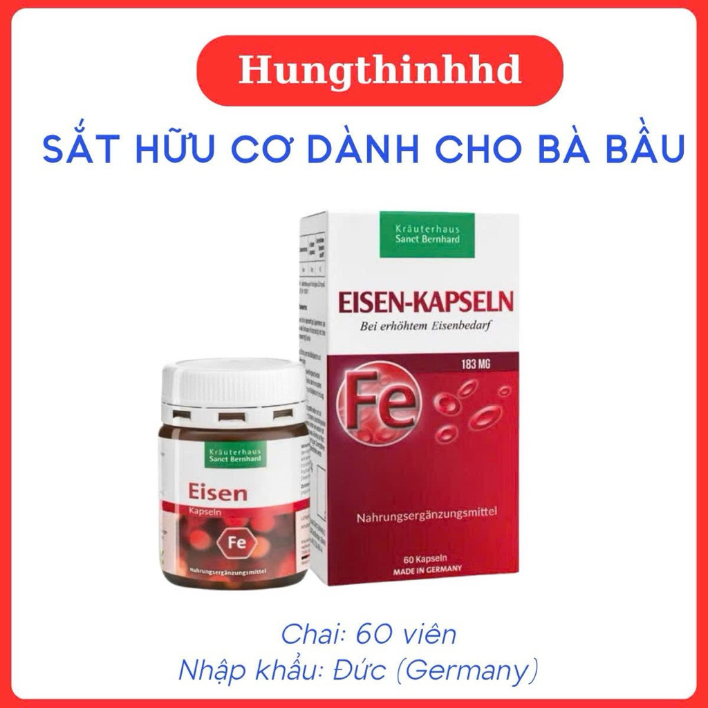 Sắt Hữu Cơ Cho Bà Bầu Sanct Bernhard Eisen Kapseln - Hỗ Trợ Giảm Nguy Cơ Thiếu Máu 60 Viên/Hộp