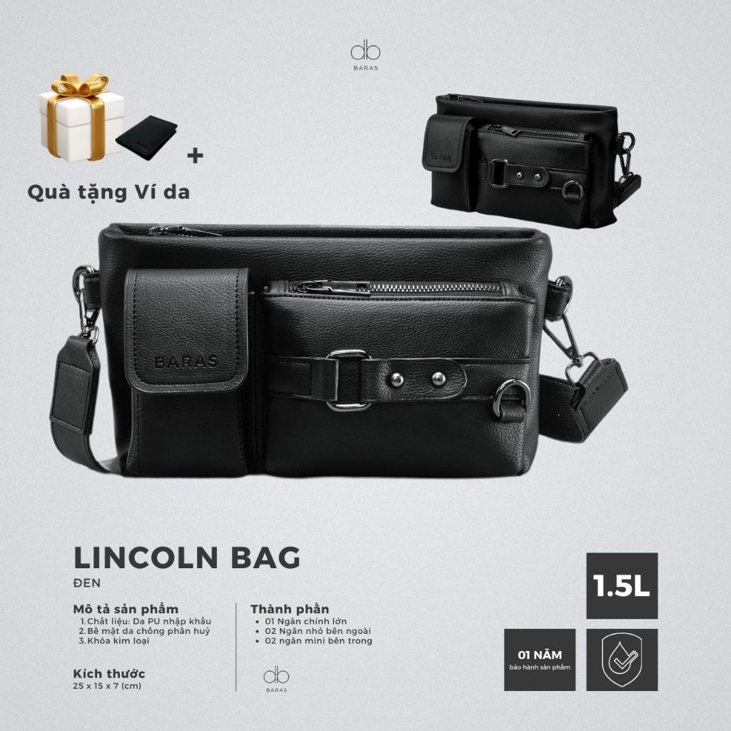 Túi đeo chéo nam LINCOLN BAG - BARAS - Túi da nam thời trang