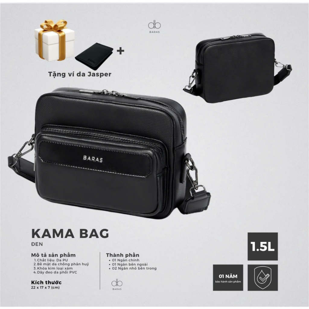 Túi đeo chéo nam - KAMA BAG - BARAS - Túi da nam
