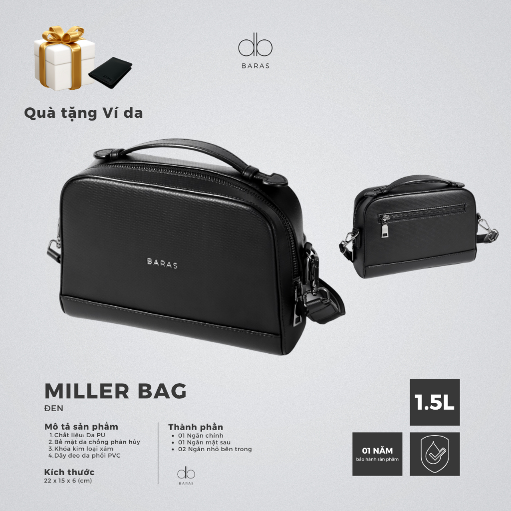 Túi đeo chéo da nam - MILLER BAG - BARAS VIETNAM - Túi đeo chéo & cầm tay