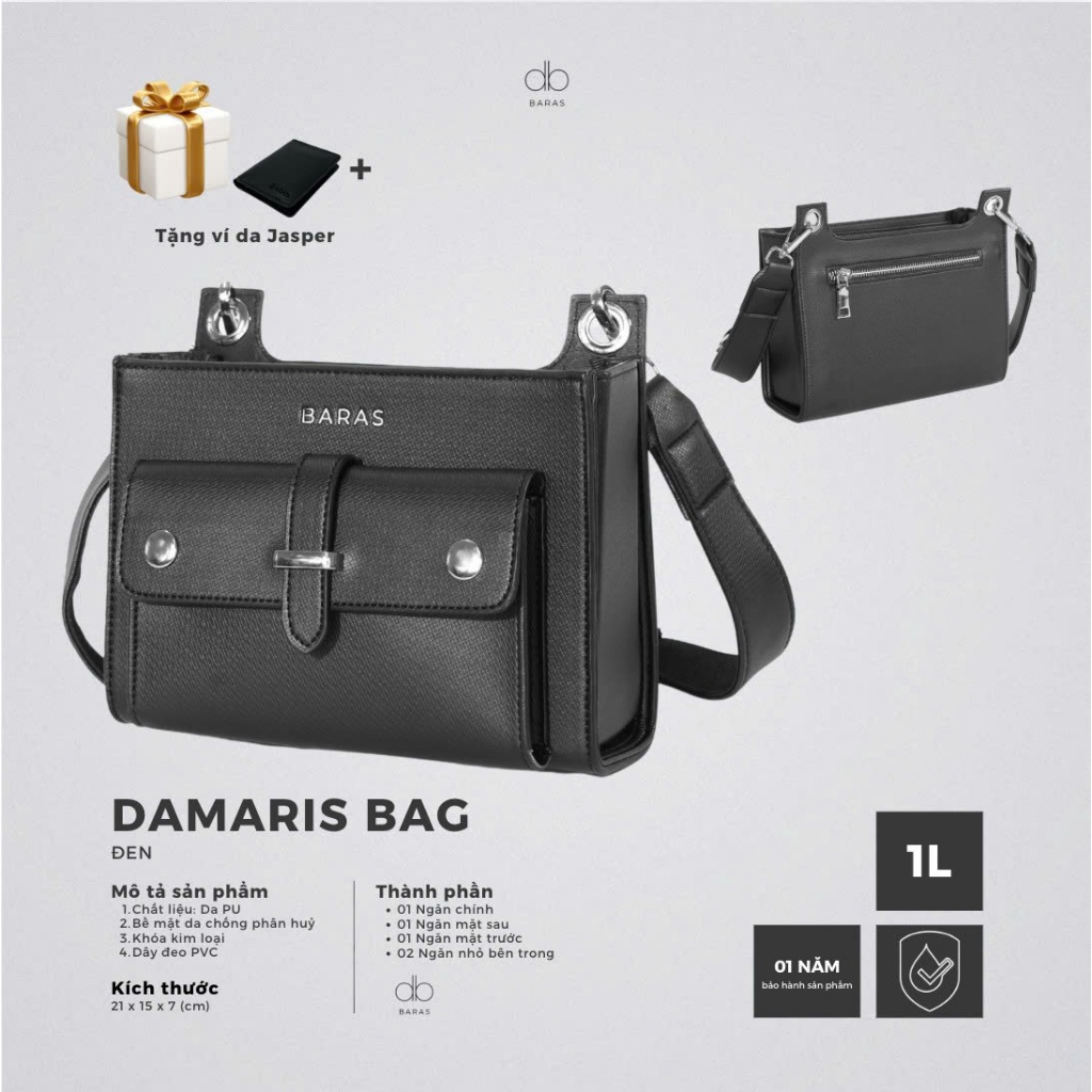 Túi đeo chéo da nam - Damaris Bag - BARAS VIETNAM - Túi đeo chéo thời trang