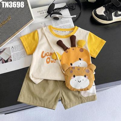 Set Áo Thun Tay Ngắn Họa Tiết Hươu 3D Quần Đùi Cho Bé Trai 1-5 Tuổi MINTSCLOSET Quảng Châu - TN3698